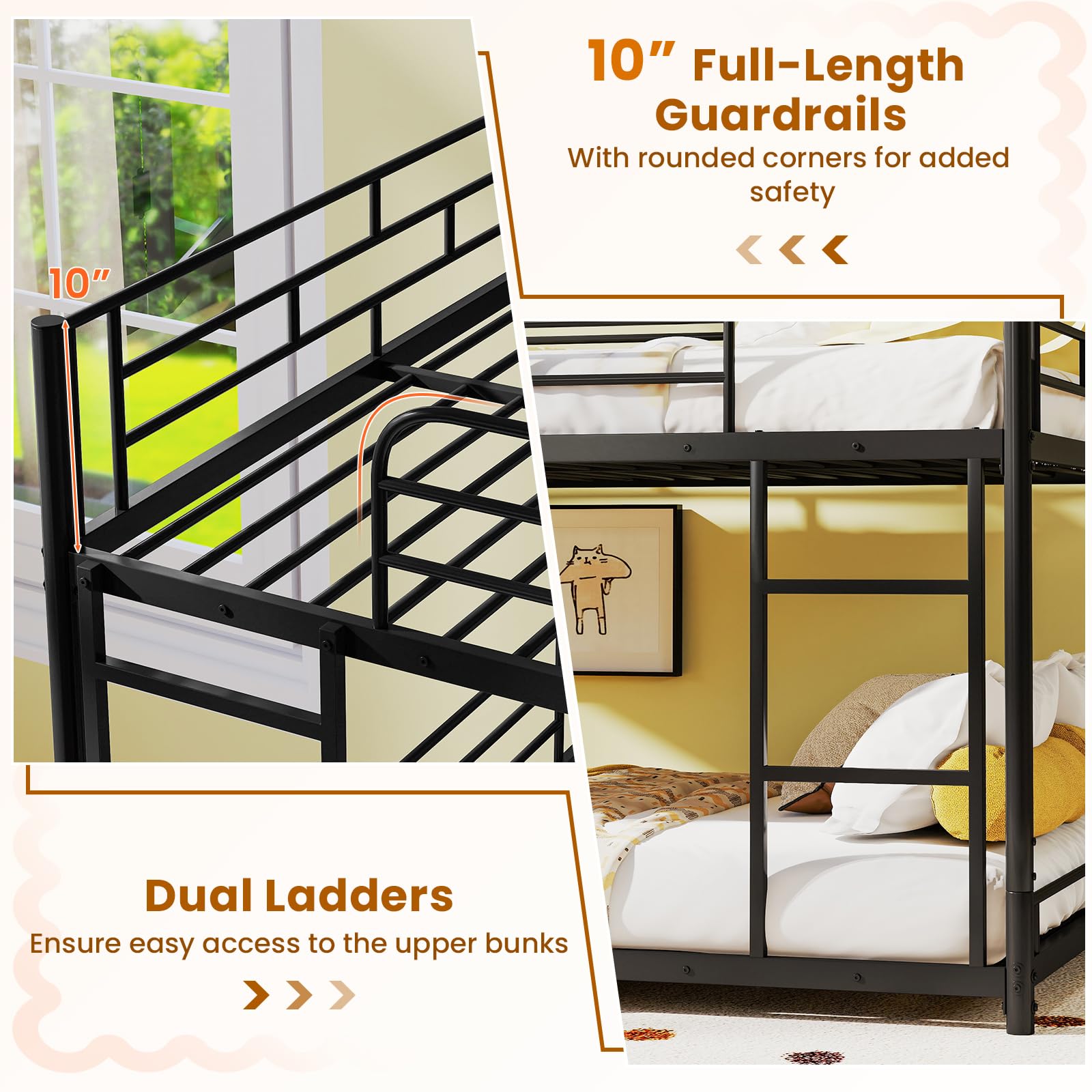 KOMFOTT Heavy-Duty Metal Triple Bunk Bed