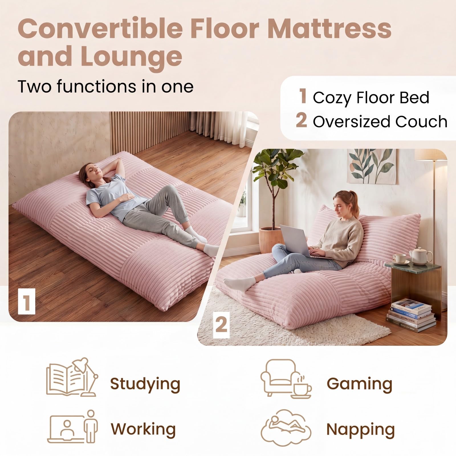 KOMFOTT Convertible Bean Bag Chair & Floor Sofa Bed for Adults