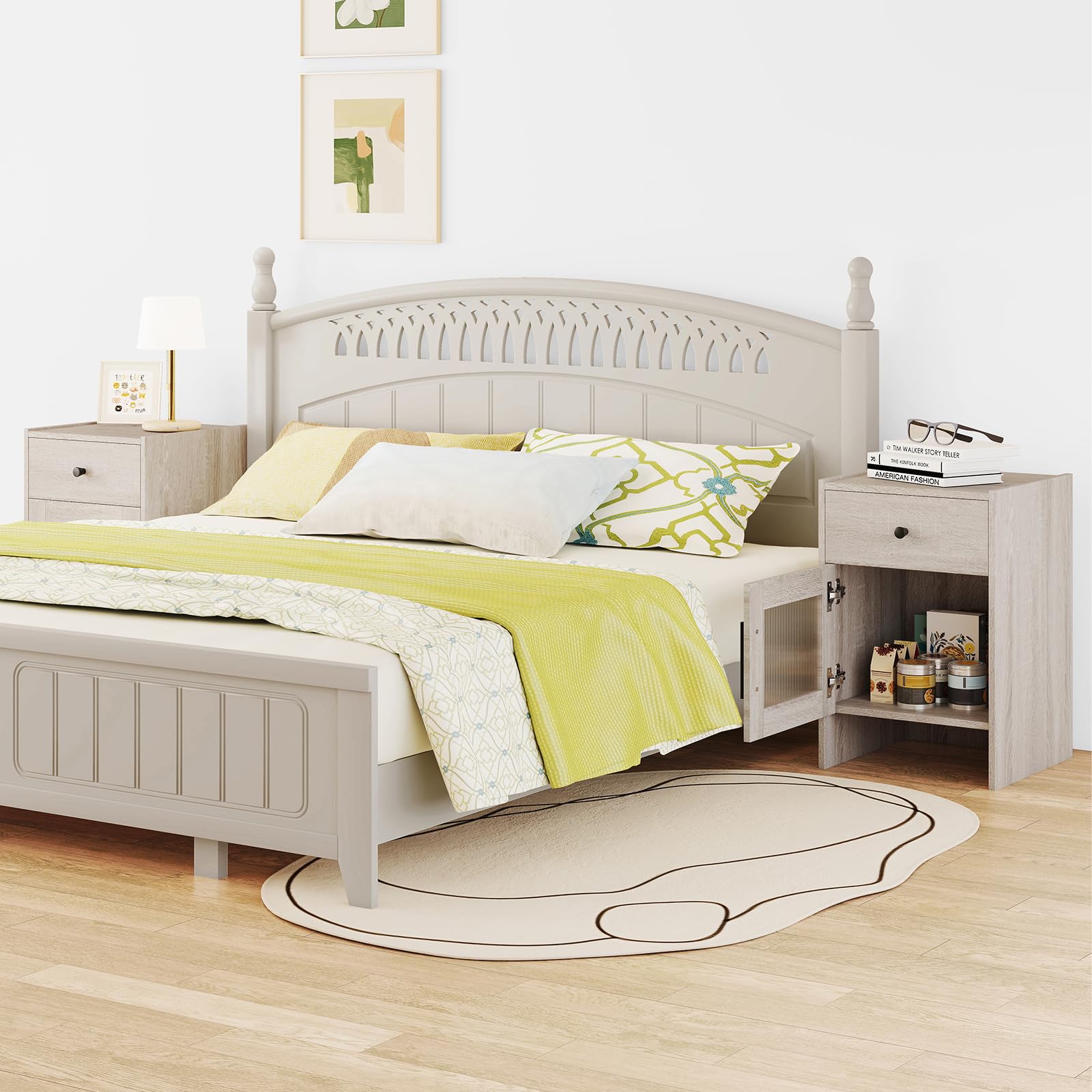KOMFOTT Nightstand with Drawer & Cabinet(1/2)