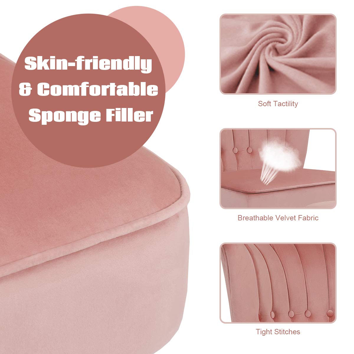 KOMFOTT Modern Accent Chair Ottoman Set, Armless Slipper Sofa Chair with Footstool