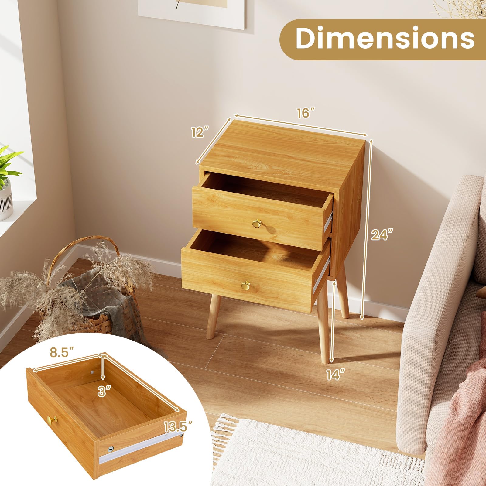 KOMFOTT Nightstand with 2 Drawers（1/2）