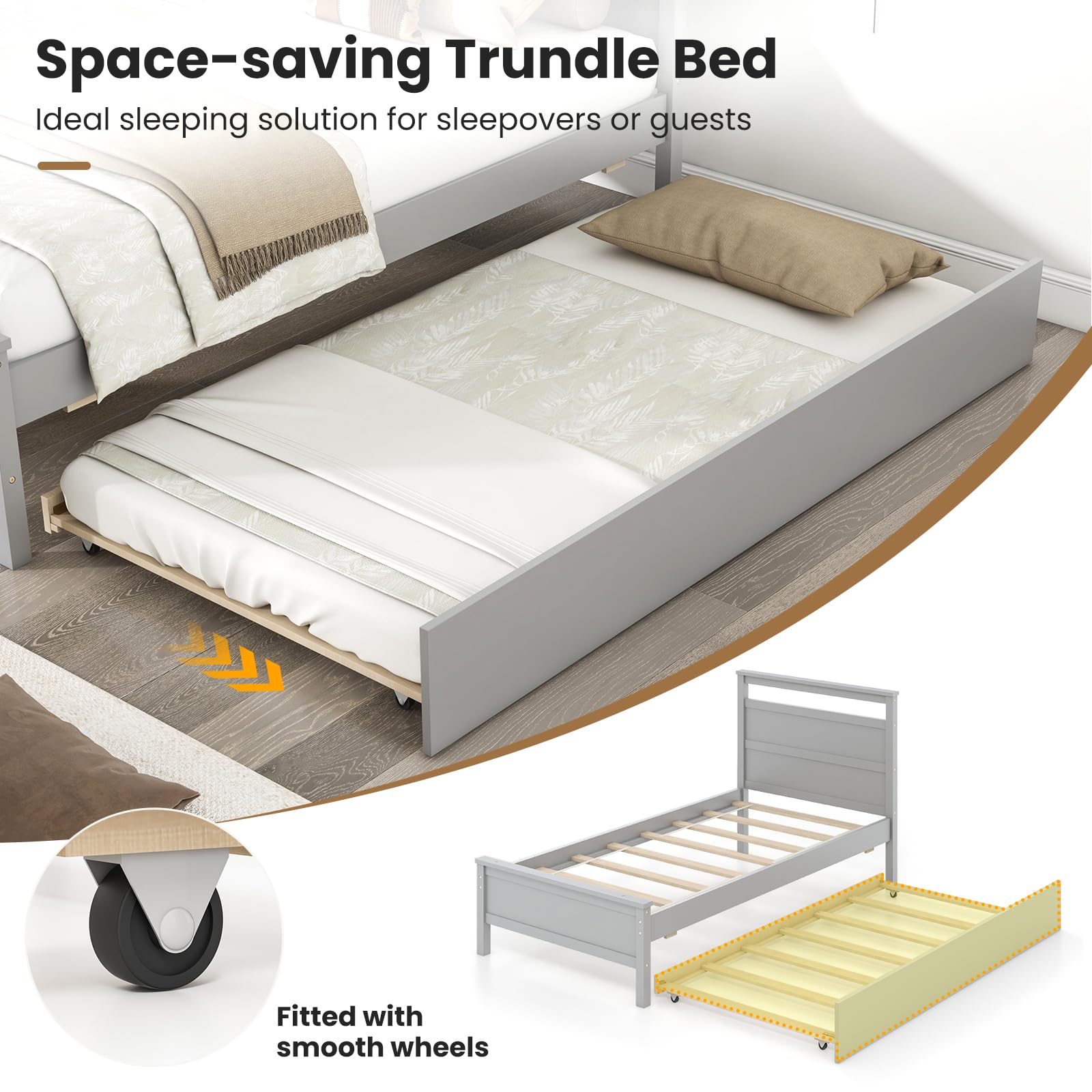 KOMFOTT Twin Bed Frame with Trundle