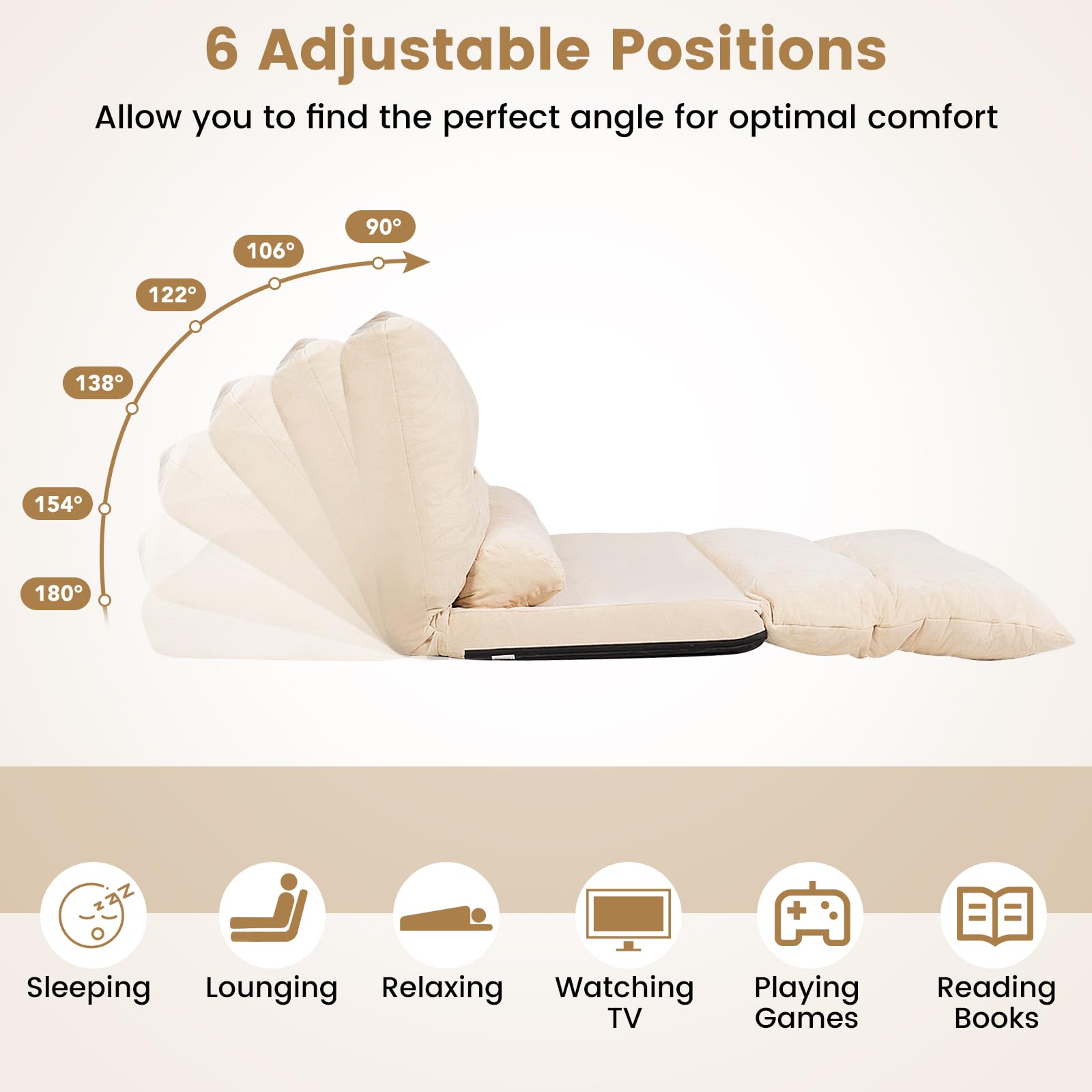 KOMFOTT Foldable Floor Lazy Sofa with 2 Pillows