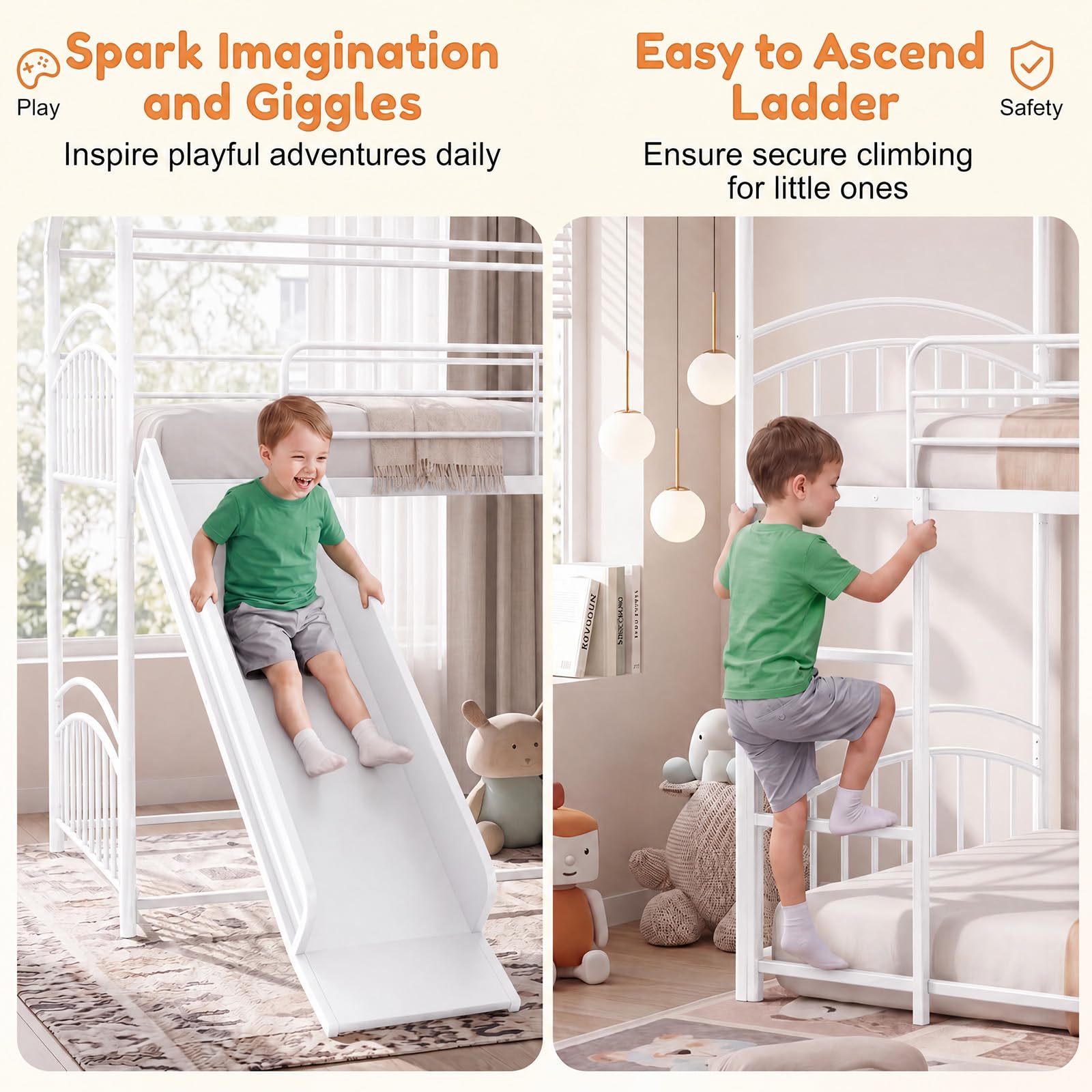 KOMFOTT Bunk Bed Twin Over Twin Metal Bed Frame