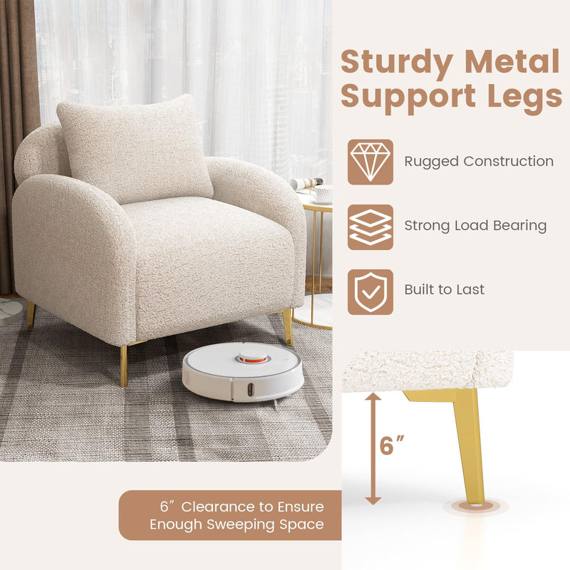 KOMFOTT Modern Accent Chair with Pillow, Upholstered Armchair Single Sofa Chair