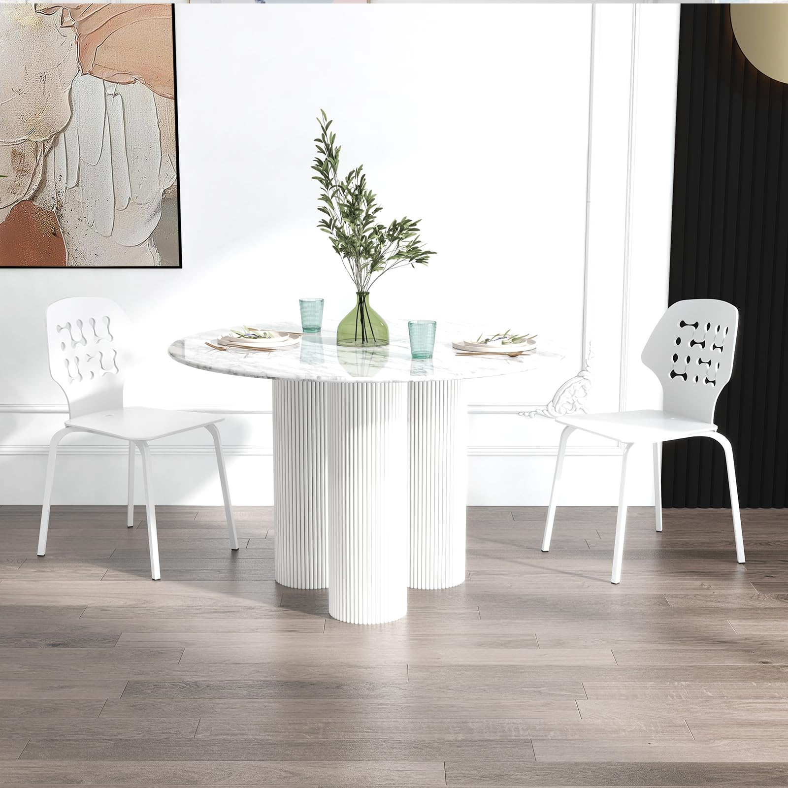 KOMFOTT Modern Dining Chairs Set of 4, Modern Kitchen Chair with Hollowed Backrest