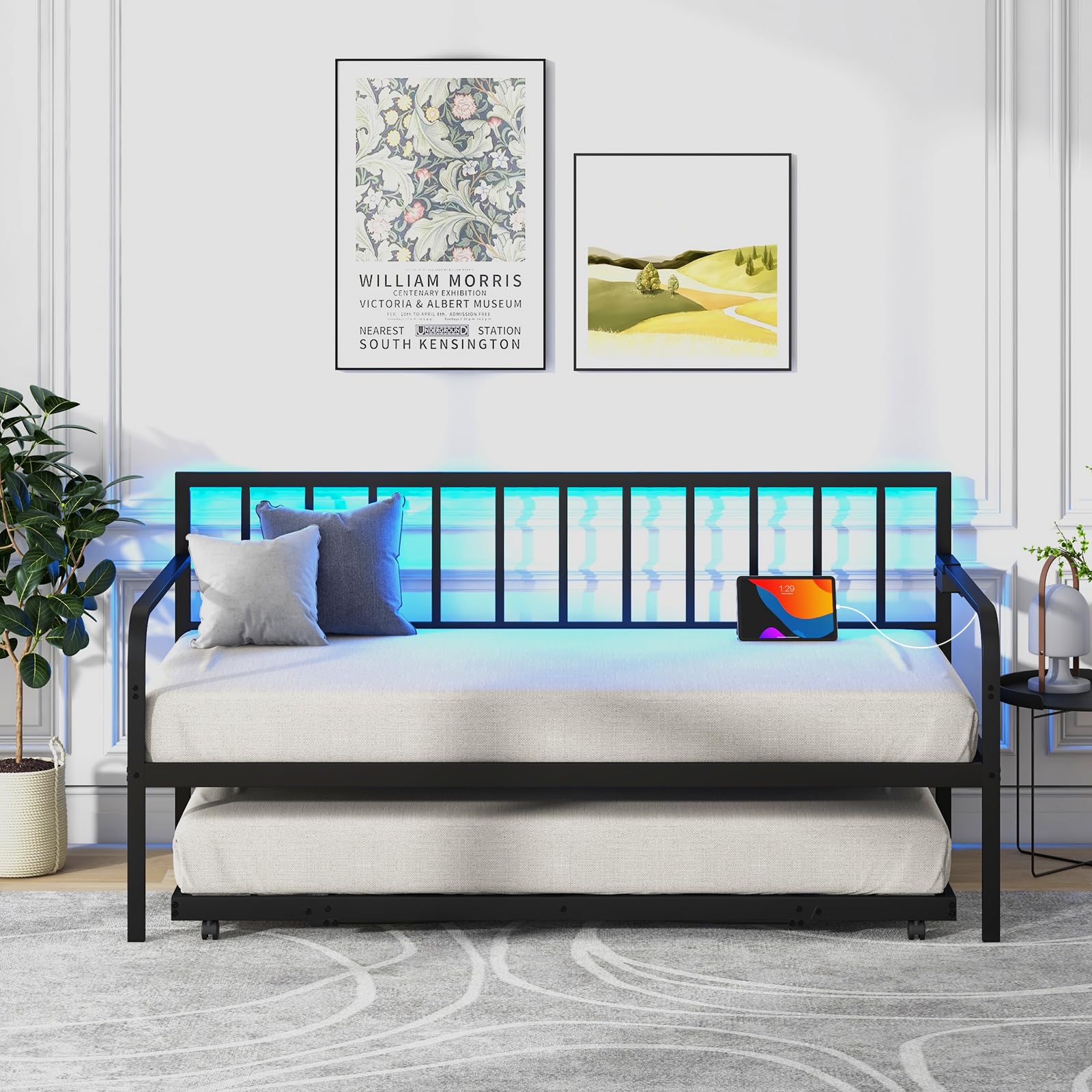 KOMFOTT Twin Metal Daybed with Pop Up Trundle