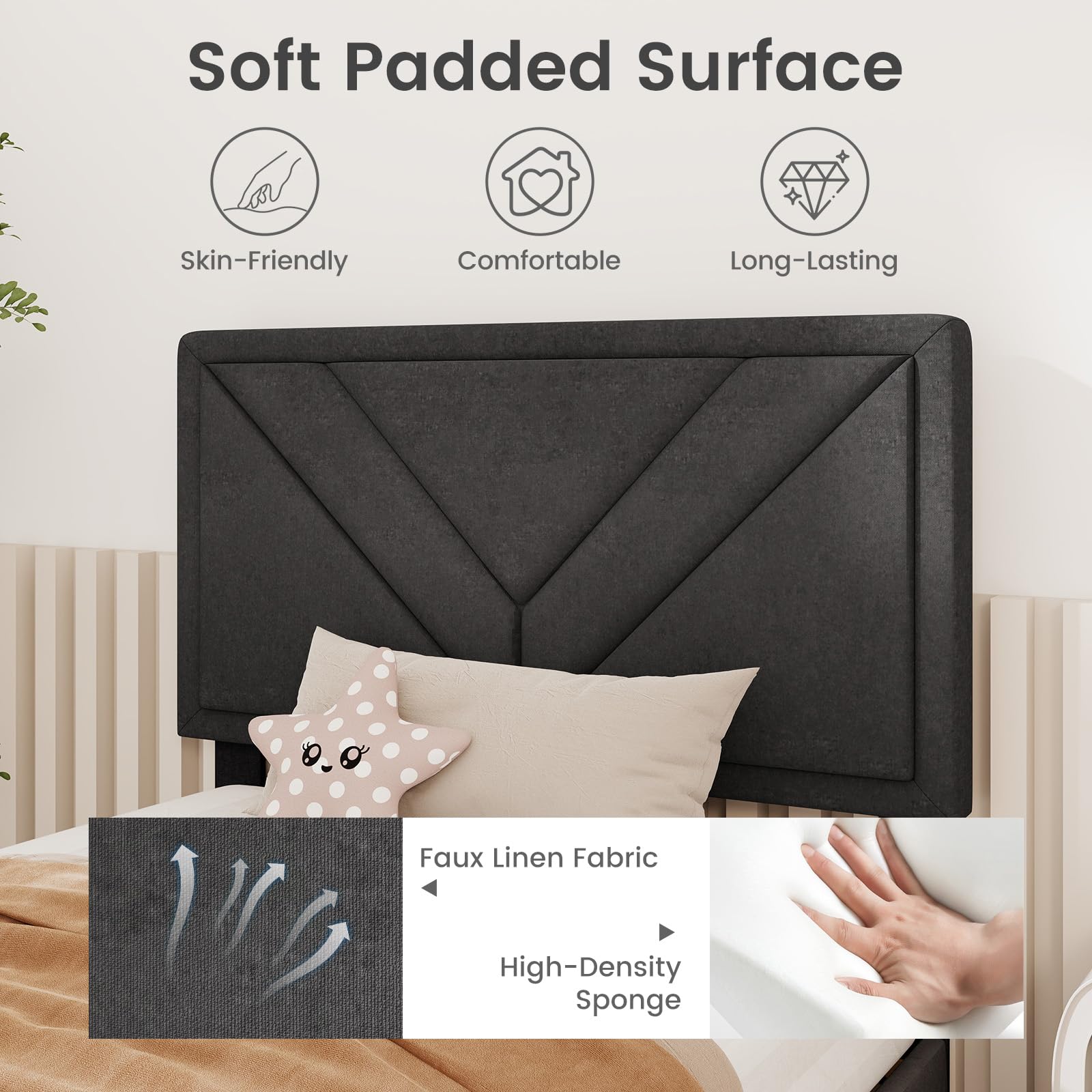 KOMFOTT Upholstered Platform Bed Frame(Diagonal Channel Tufted)