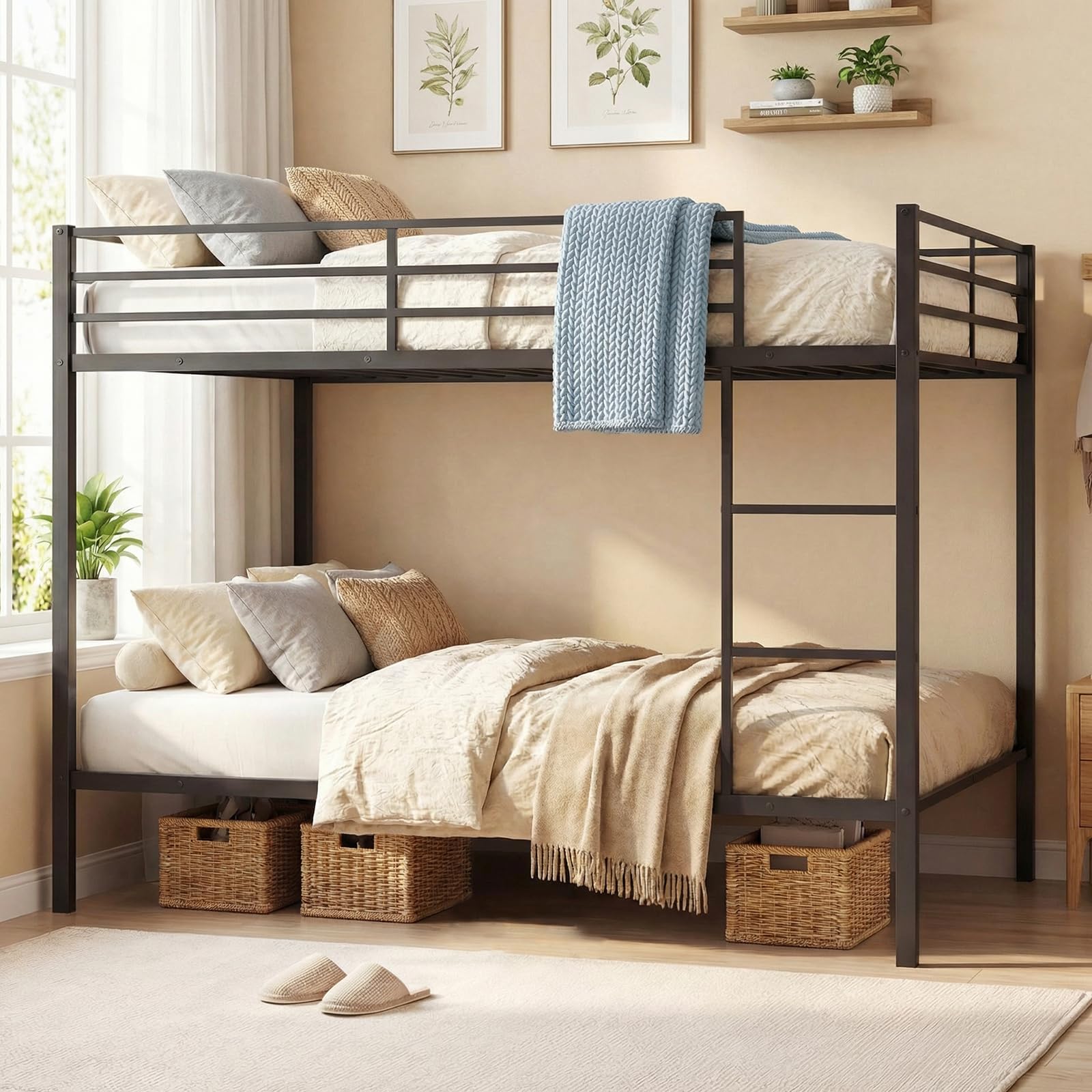 KOMFOTT Full Over Full Metal Bunk Bed, Heavy-Duty Modern Bunk Bed
