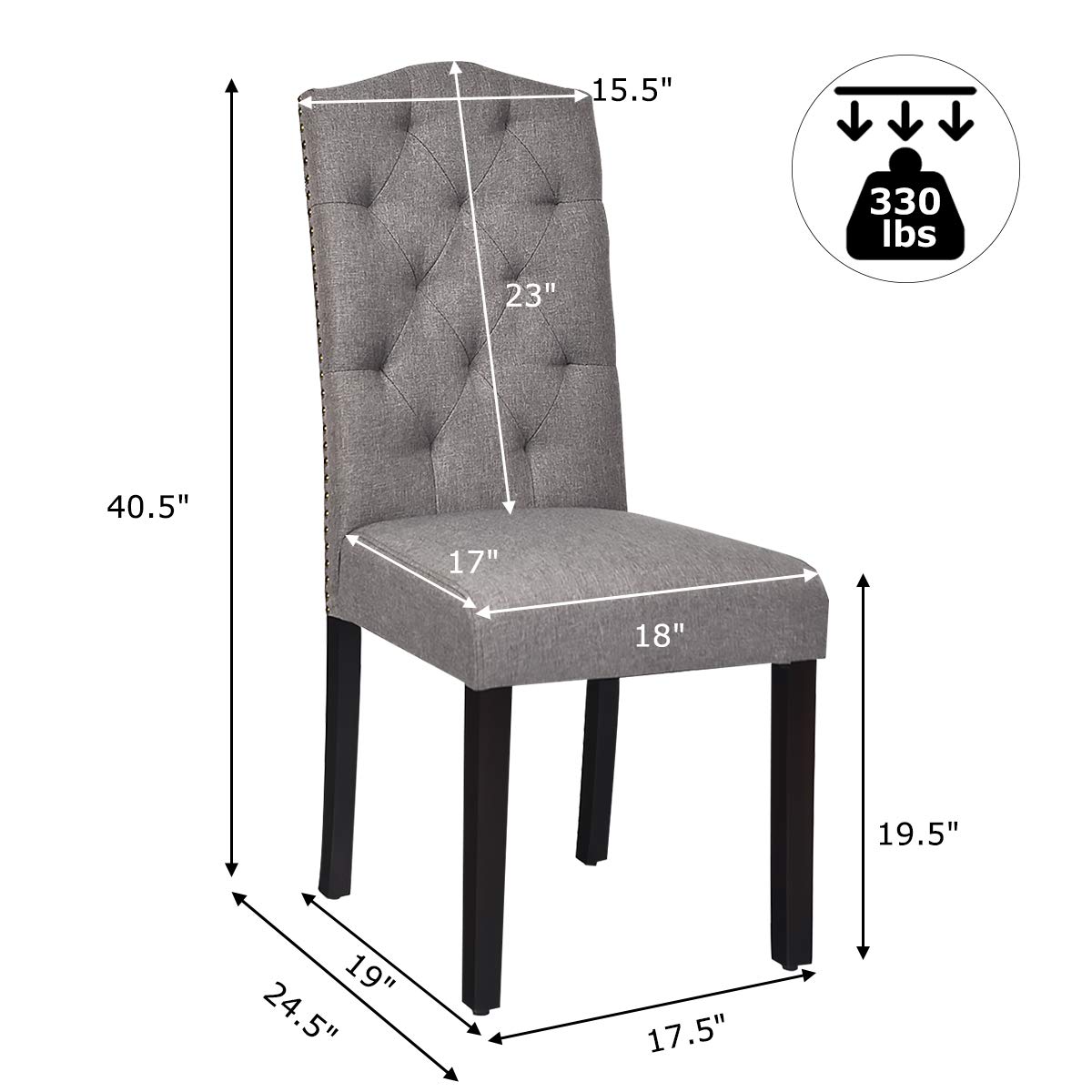 KOMFOTT Set of 2/4 Tufted Fabric Dining Chairs with Padded Seat and Tall Backrest