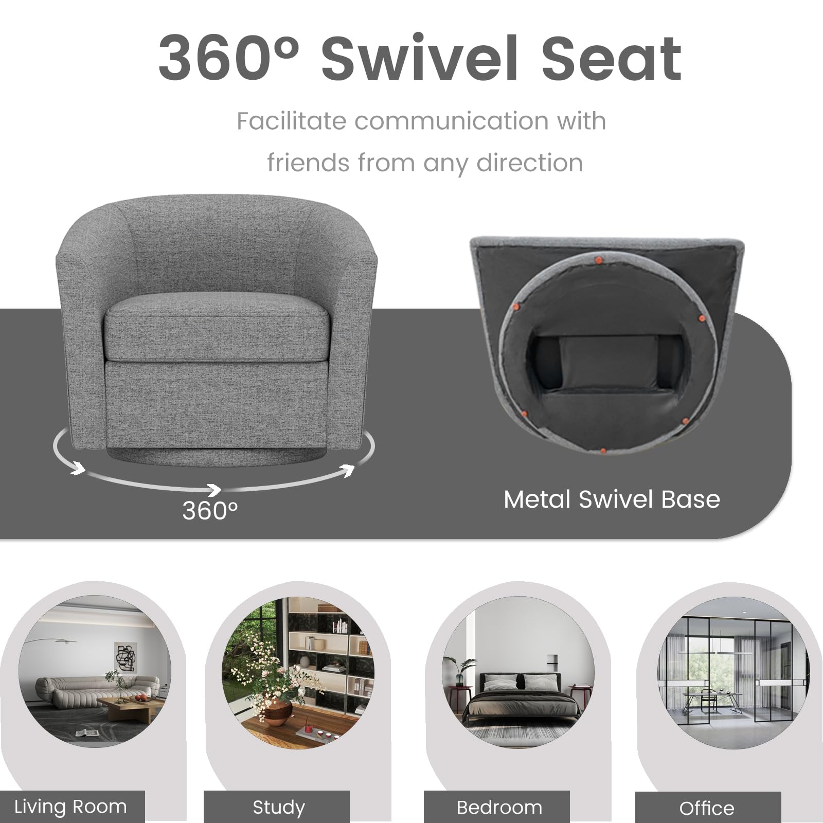 KOMFOTT Swivel Barrel Chair with Ottoman