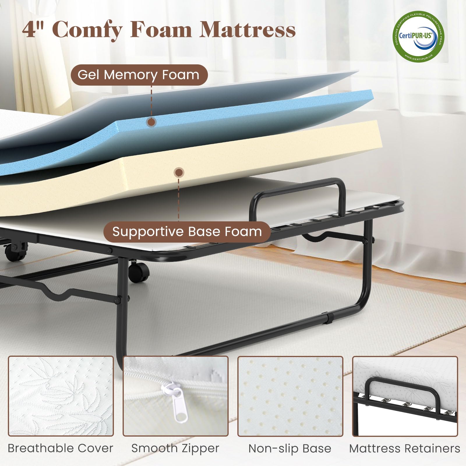 KOMFOTT Folding Bed with Mattress(Small Single)