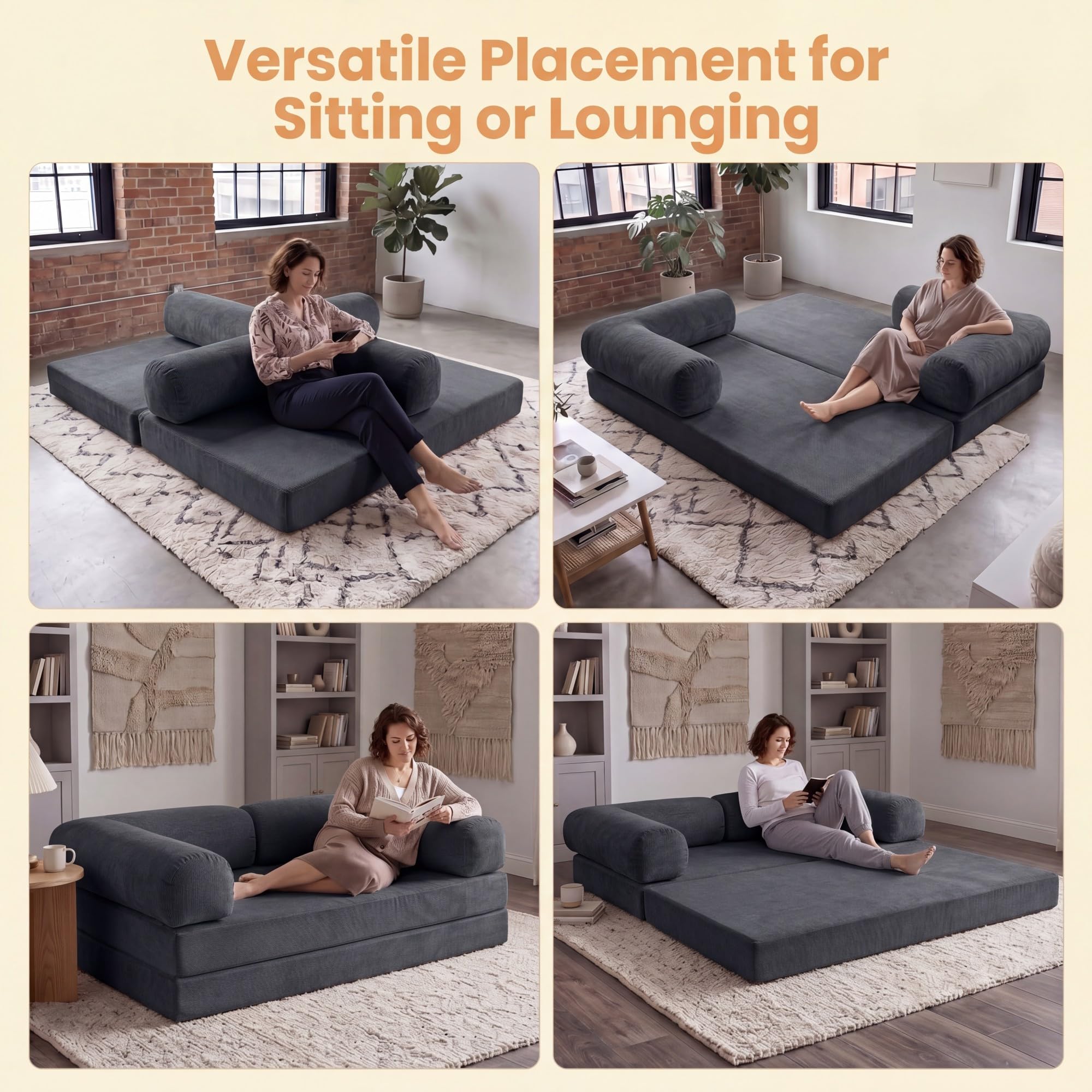 KOMFOTT 4-in-1 Folding Sofa Bed Convertible Futon Couch