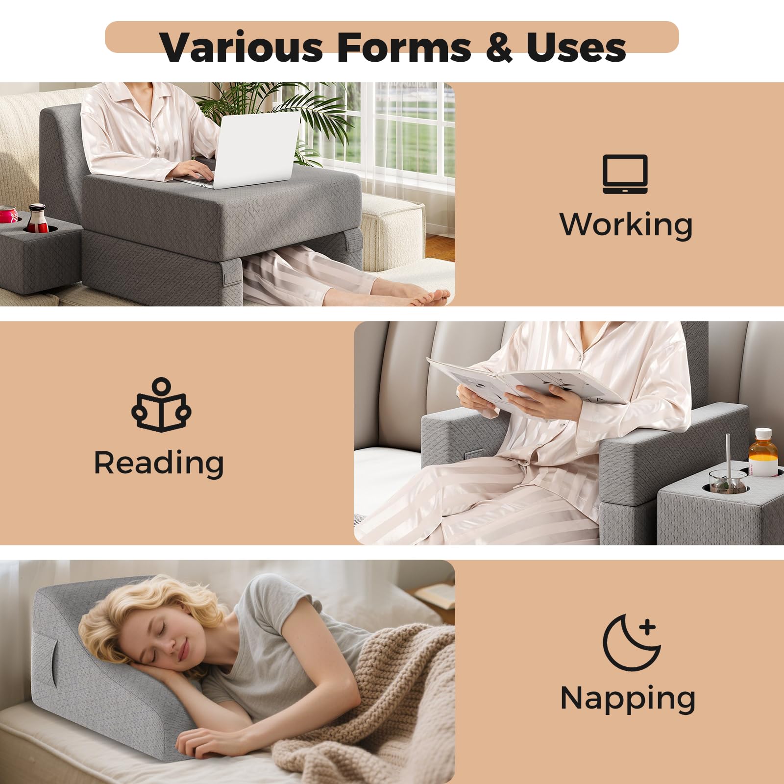 KOMFOTT 5 Pieces Reading Gaming Pillow Set