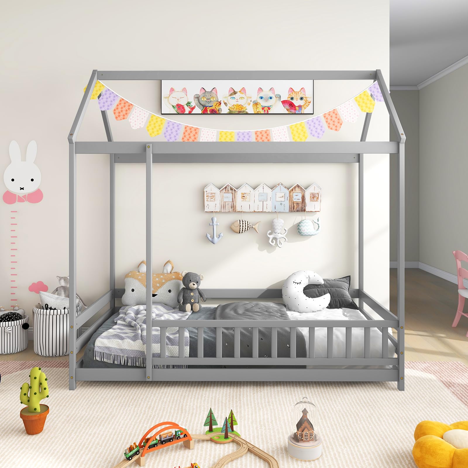 KOMFOTT Twin Size Floor House Bed