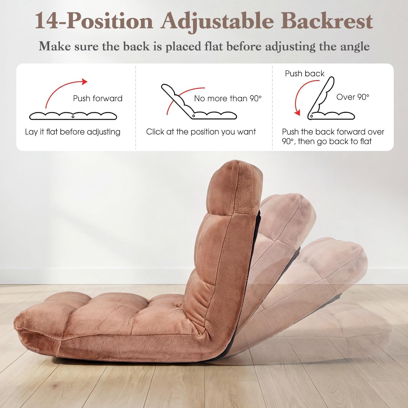 KOMFOTT Floor Chair with Back Support, Foldling Gaming Sofa Chair with Comfy Cushion