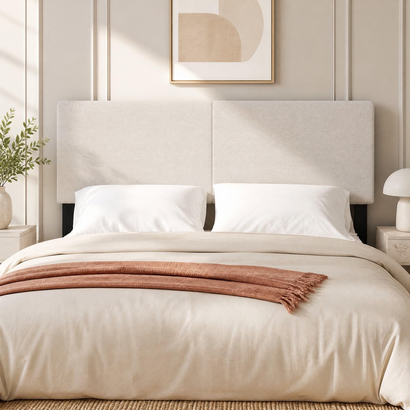 KOMFOTT Linen Upholstered Headboard for Full & Queen Size Bed Frame
