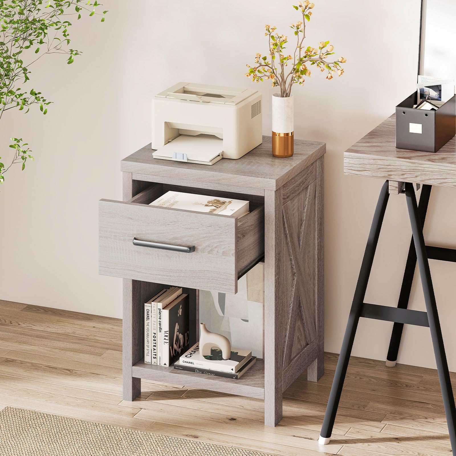 KOMFOTT Farmhouse Nightstand with Drawer