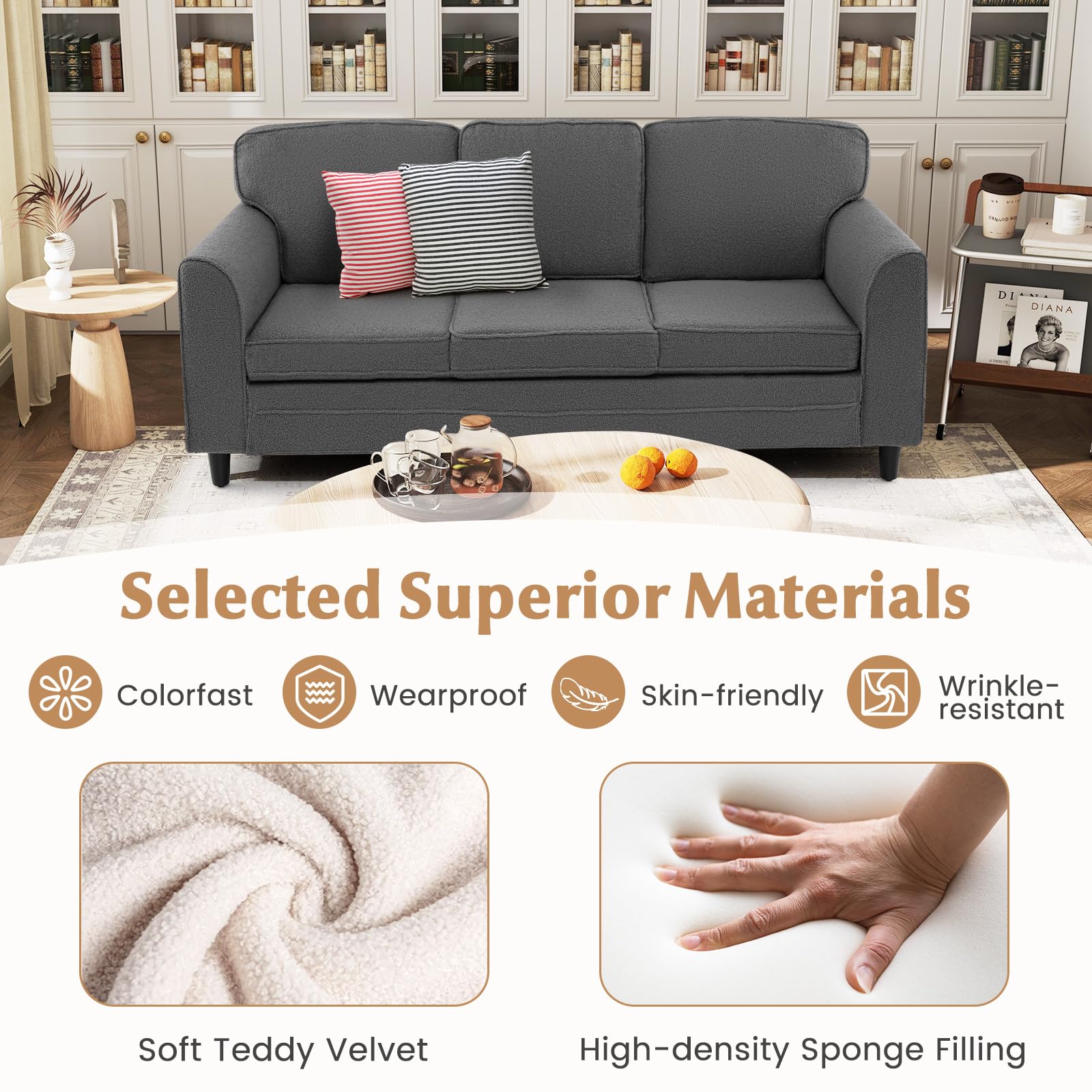 KOMFOTT 79” Sofa Couch 3 Seater Couches with Deep Seat