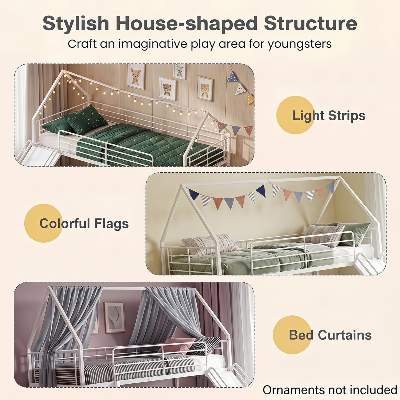 KOMFOTT Bunk Bed Twin Over Twin with Reversible Slide and Ladder