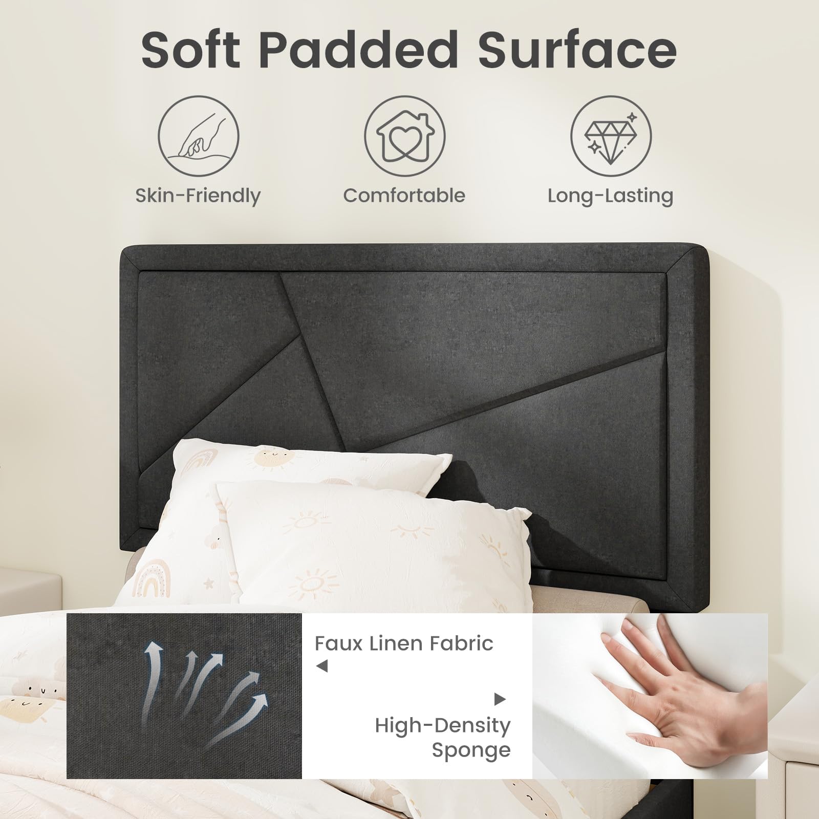 KOMFOTT Upholstered Platform Bed Frame(Modern Geometric Tufted)