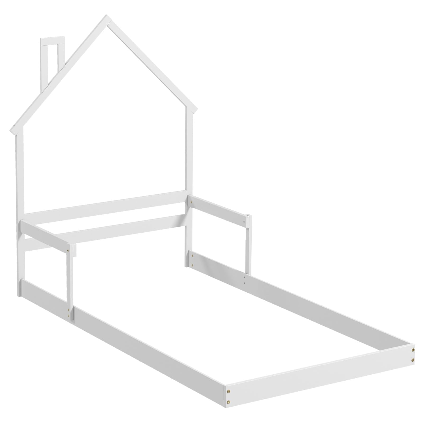 KOMFOTT Twin Floor Bed with House-Shaped Headboard
