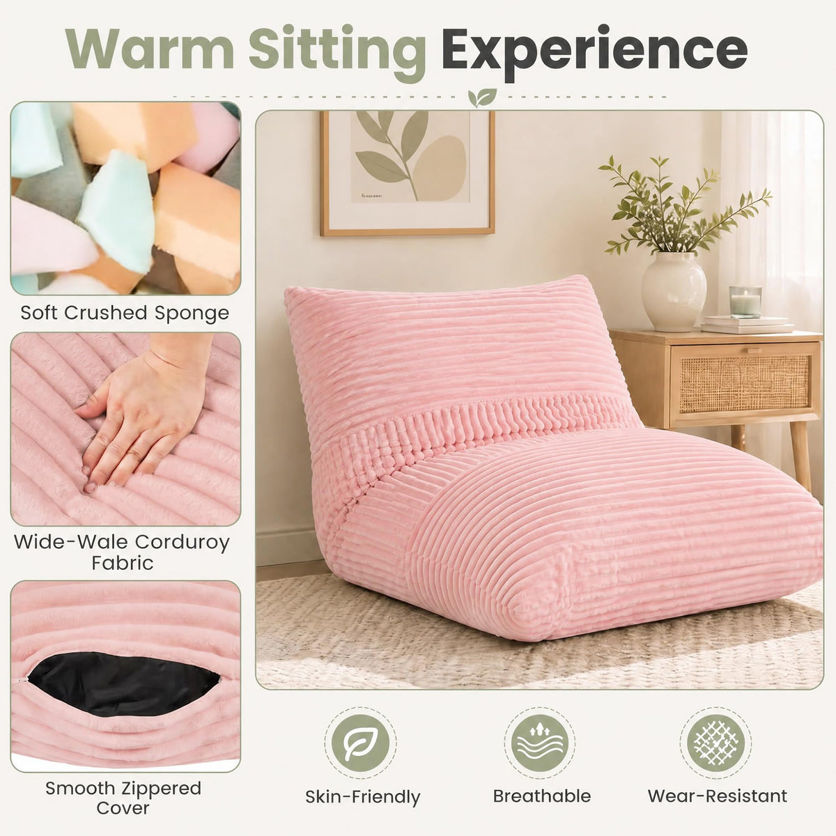 KOMFOTT 3-in-1 Bean Bag Chair Floor Sofa Bed for Adults(73" x 53")