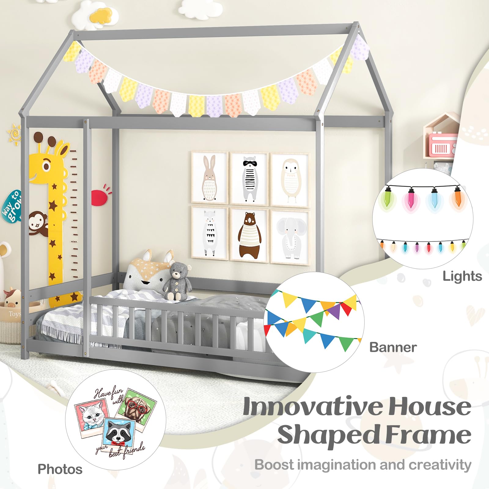 KOMFOTT Twin Size Floor House Bed
