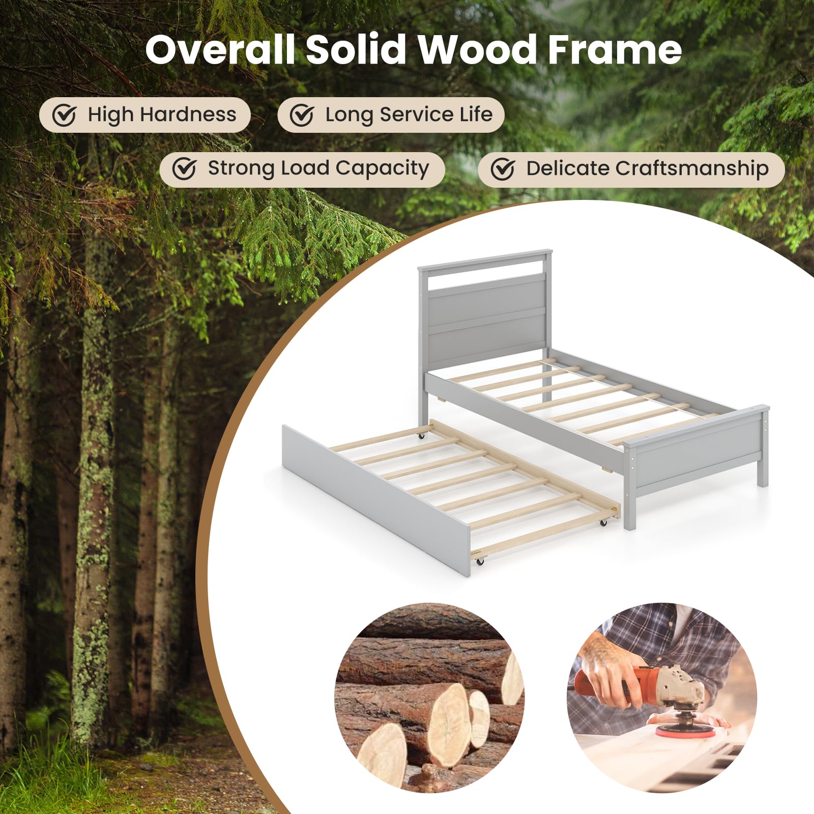 KOMFOTT Twin Bed Frame with Trundle