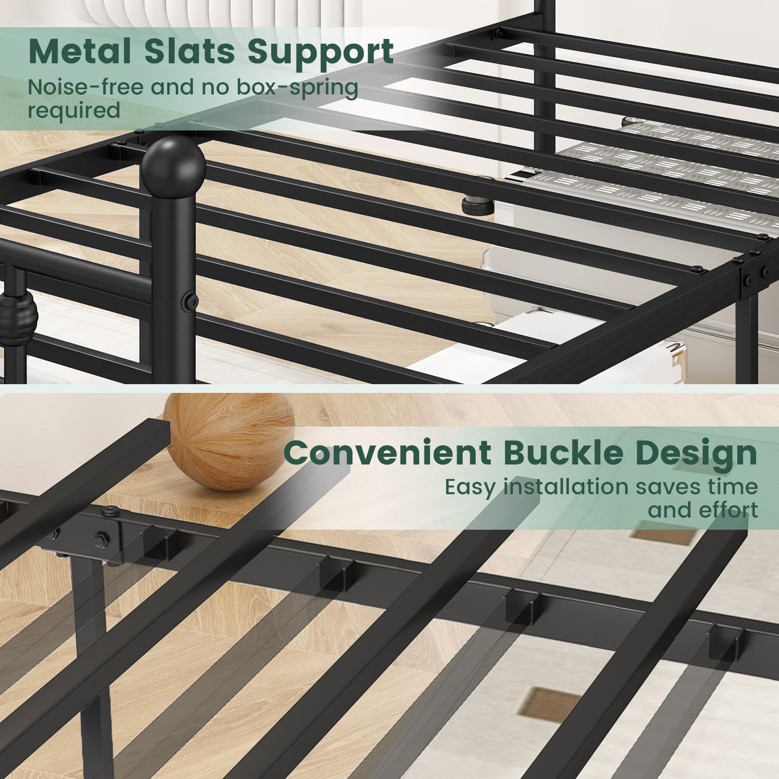 KOMFOTT  Metal Bed Frame with Footboard &Headboard