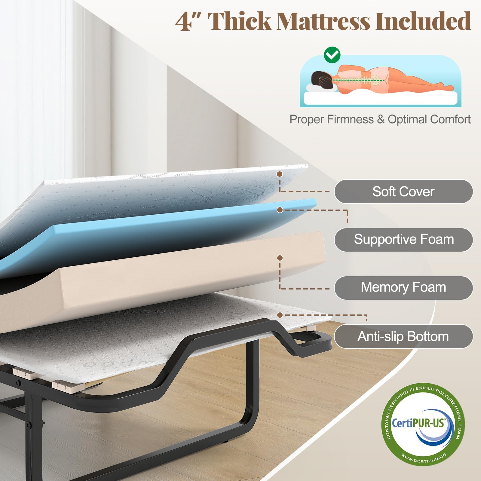 KOMFOTT Murphy Bed Cabinet Rolling Folding Bed into Cabinet