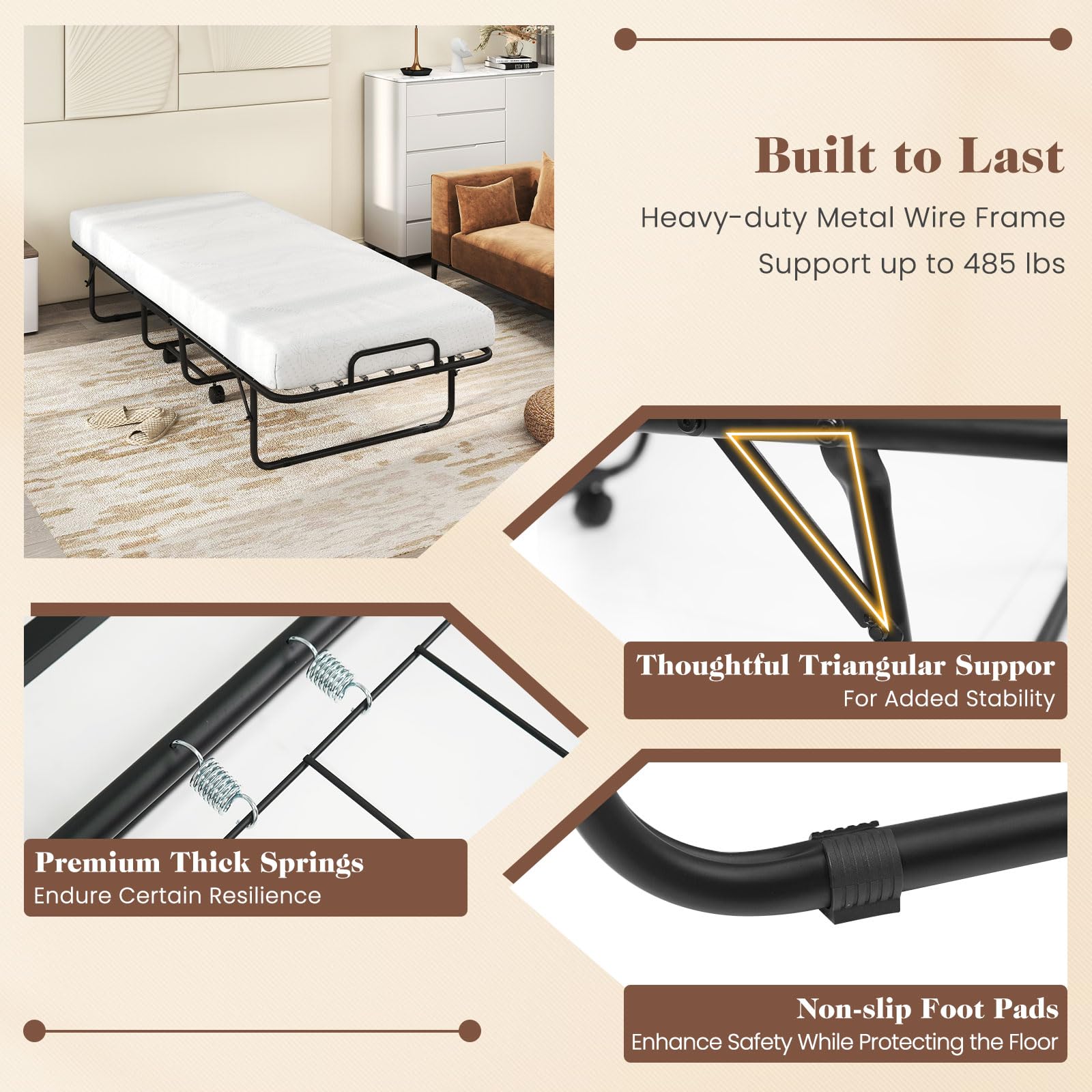 KOMFOTT Folding Bed with Mattress(Small Single)
