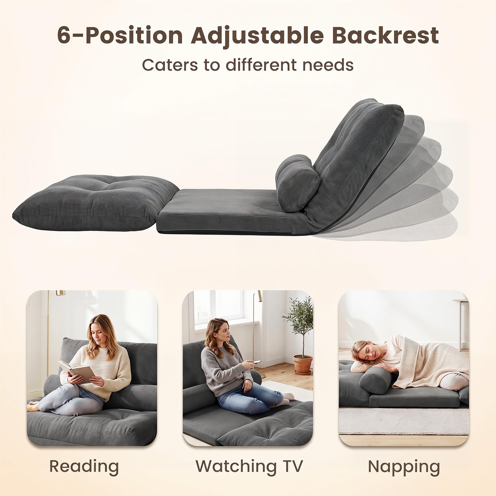 KOMFOTT Foldable Floor Lazy Sofa with 2 Pillows