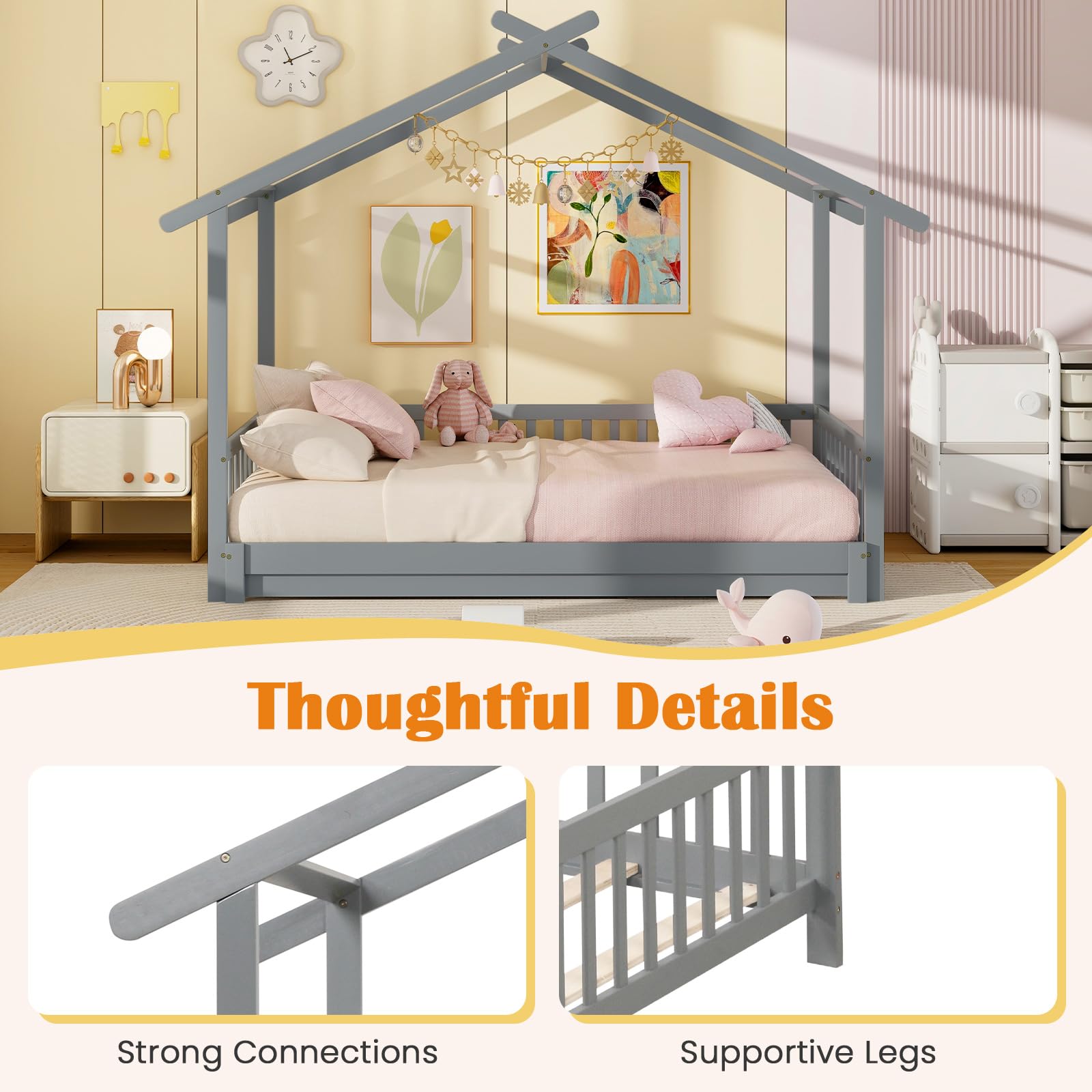 KOMFOTT Wood Extendable House Bed