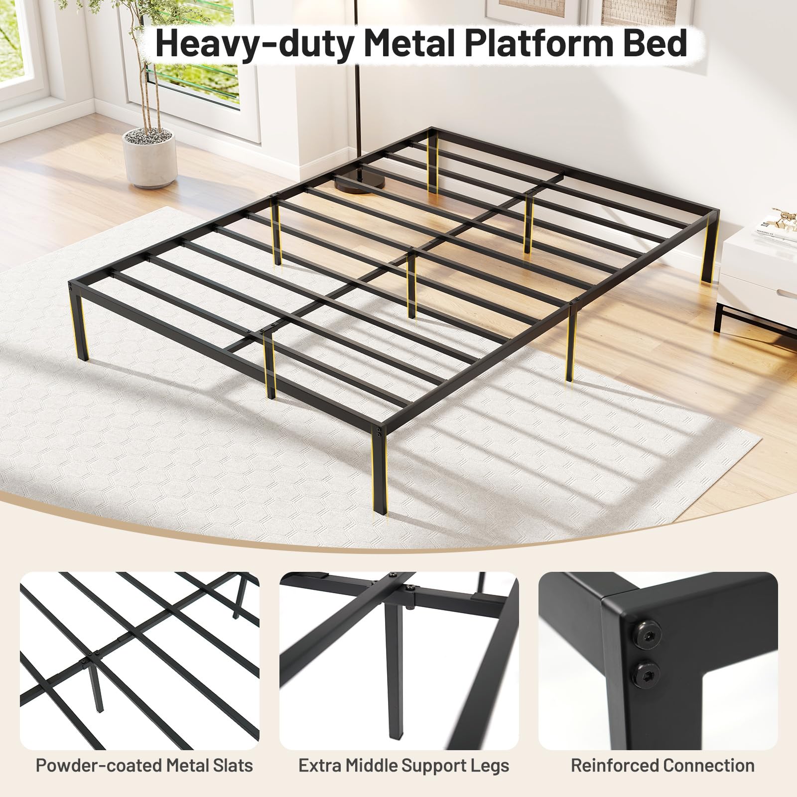 KOMFOTT Full Size Metal Bed Frame