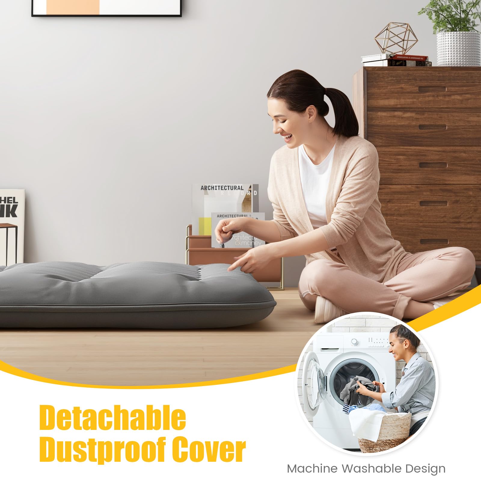 KOMFOTT Japanese Floor Mattress 4 Inch Roll up Futon Mattress