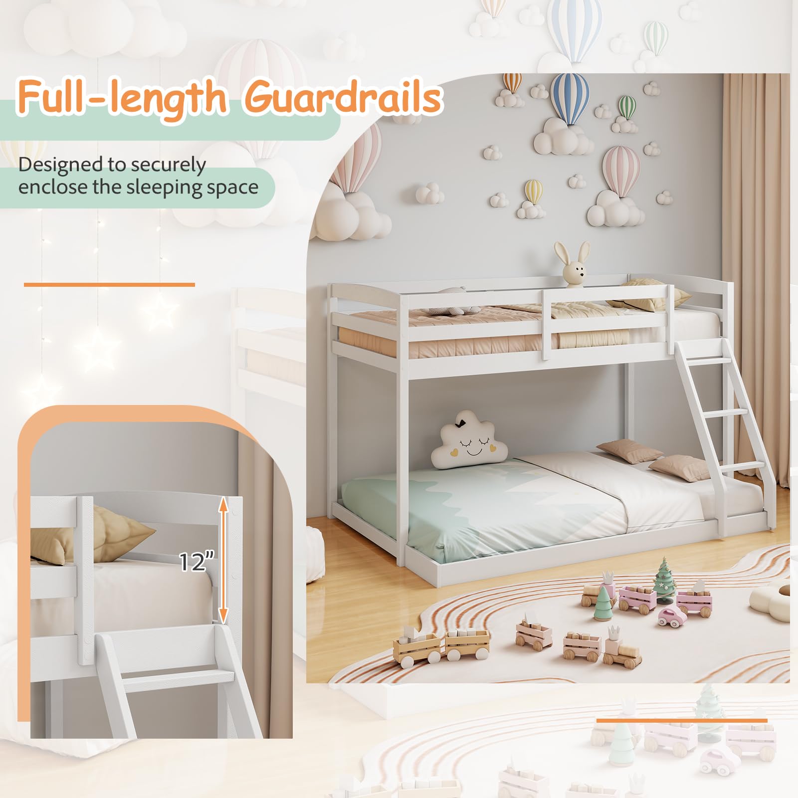 KOMFOTT Low Bunk Bed Twin Over Full