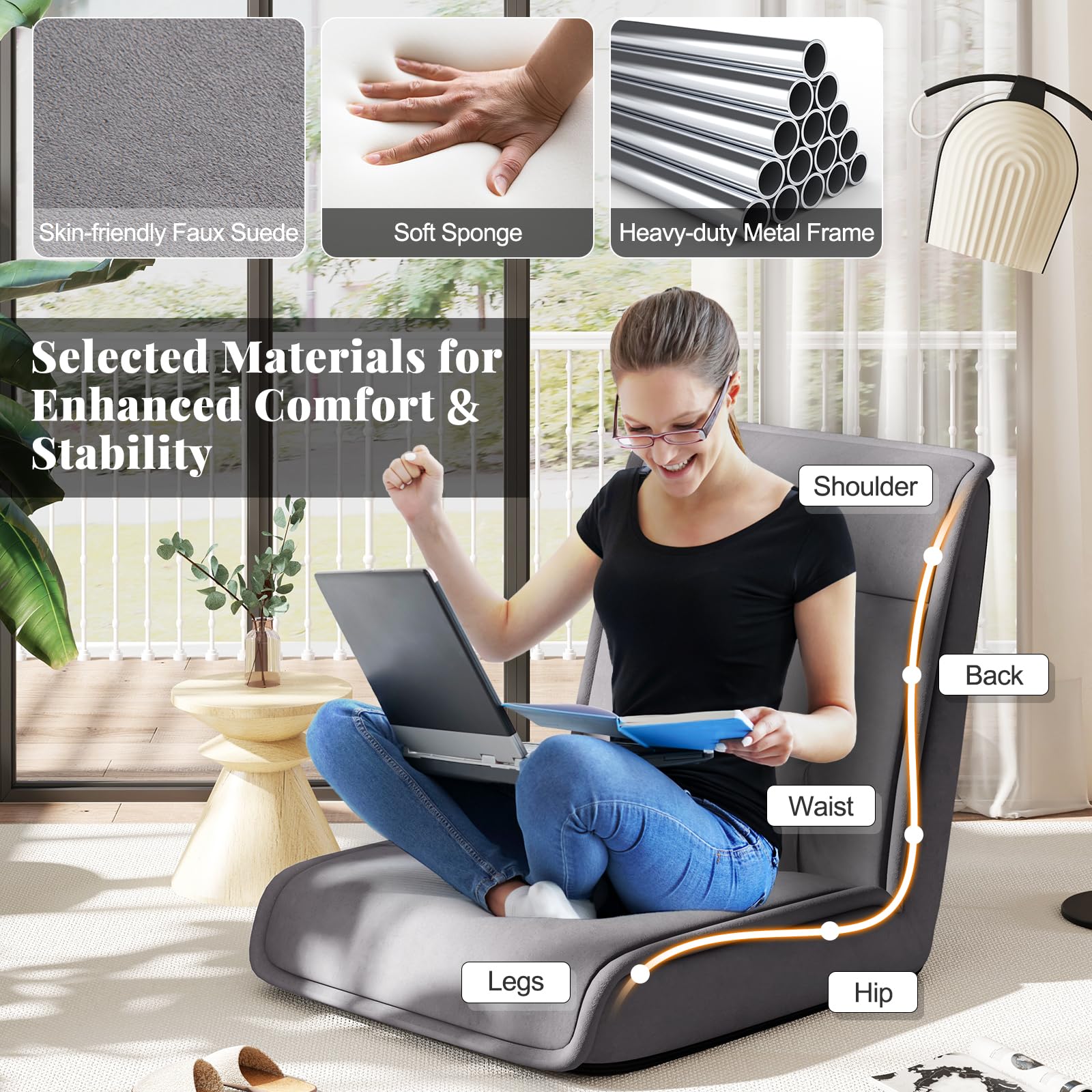 KOMFOTT Floor Chair with Back Support