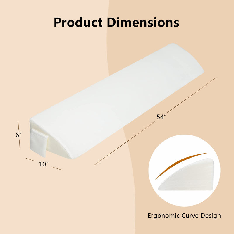 KOMFOTT Large Triangular Headboard Pillow w/ Side Pocket & Removable Cover