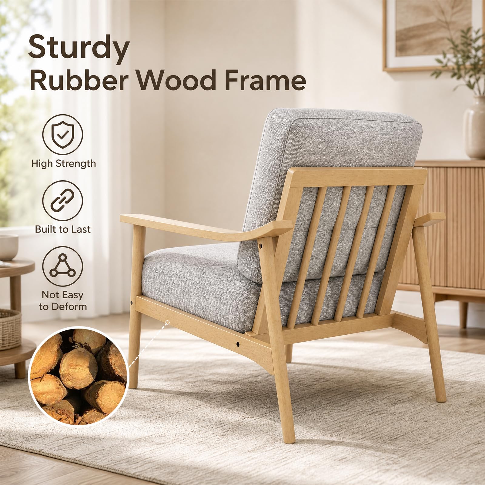 KOMFOTT Modern Accent Chair Upholstered Armchair with Padded Seat (1/2)