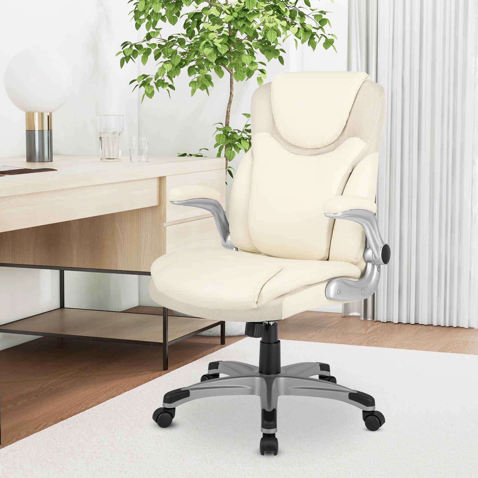 KOMFOTT Executive Office Chair, PU Leather Ergonomic Desk Chair with F