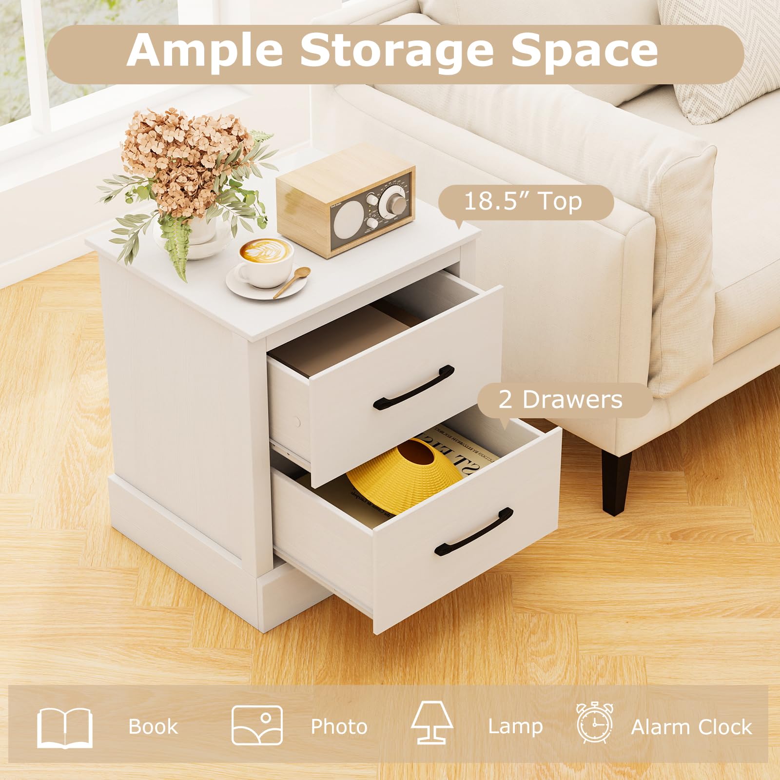 KOMFOTT Farmhouse Nightstand with Drawers(1/2)