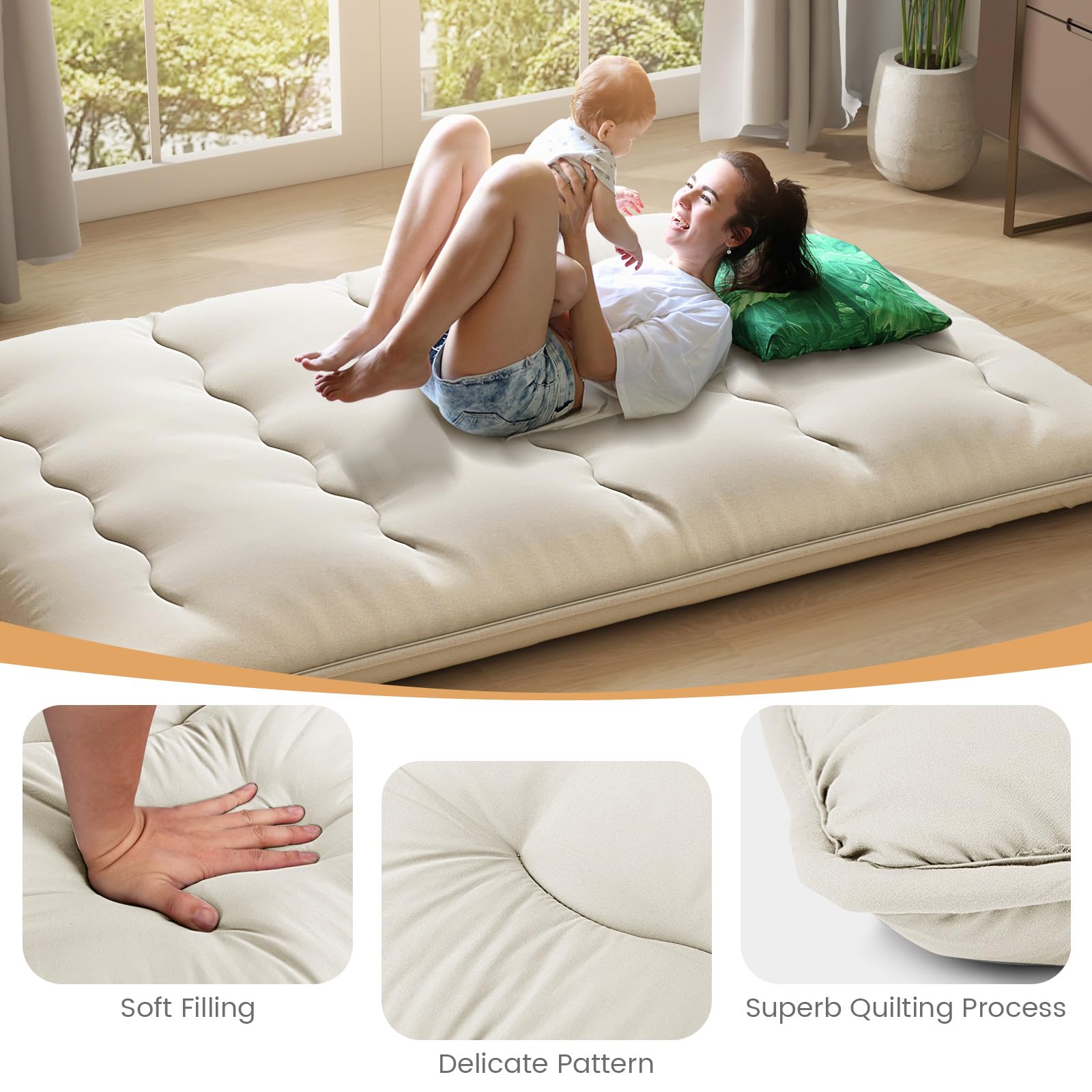 KOMFOTT Japanese Floor Mattress 4 Inch Roll up Futon Mattress