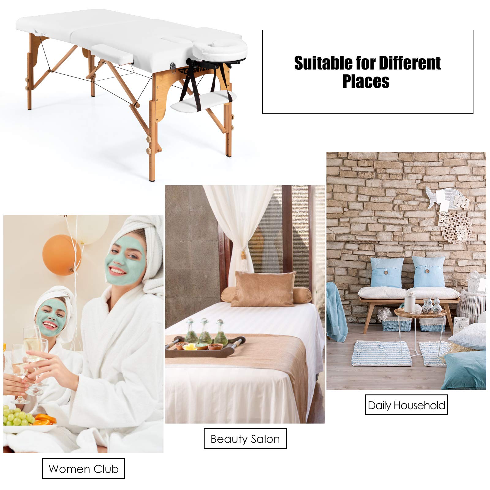 KOMFOTT Portable Massage Table Lash Bed, Massage Bed Spa Bed Height Adjustable w/Face Cradle & Carry Case