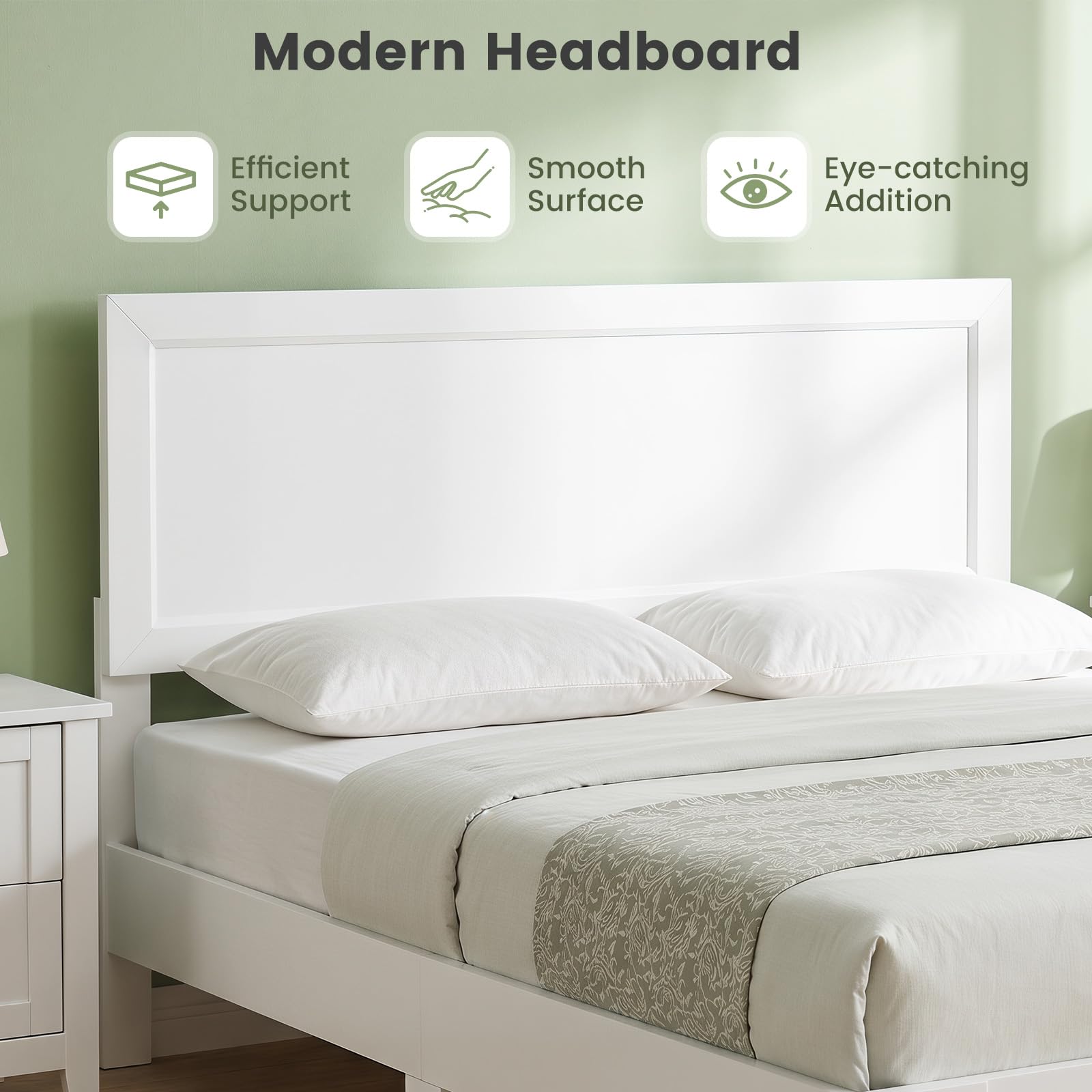 KOMFOTT Full/Twin Size Bed Frame Modern Platform Bed with Headboard