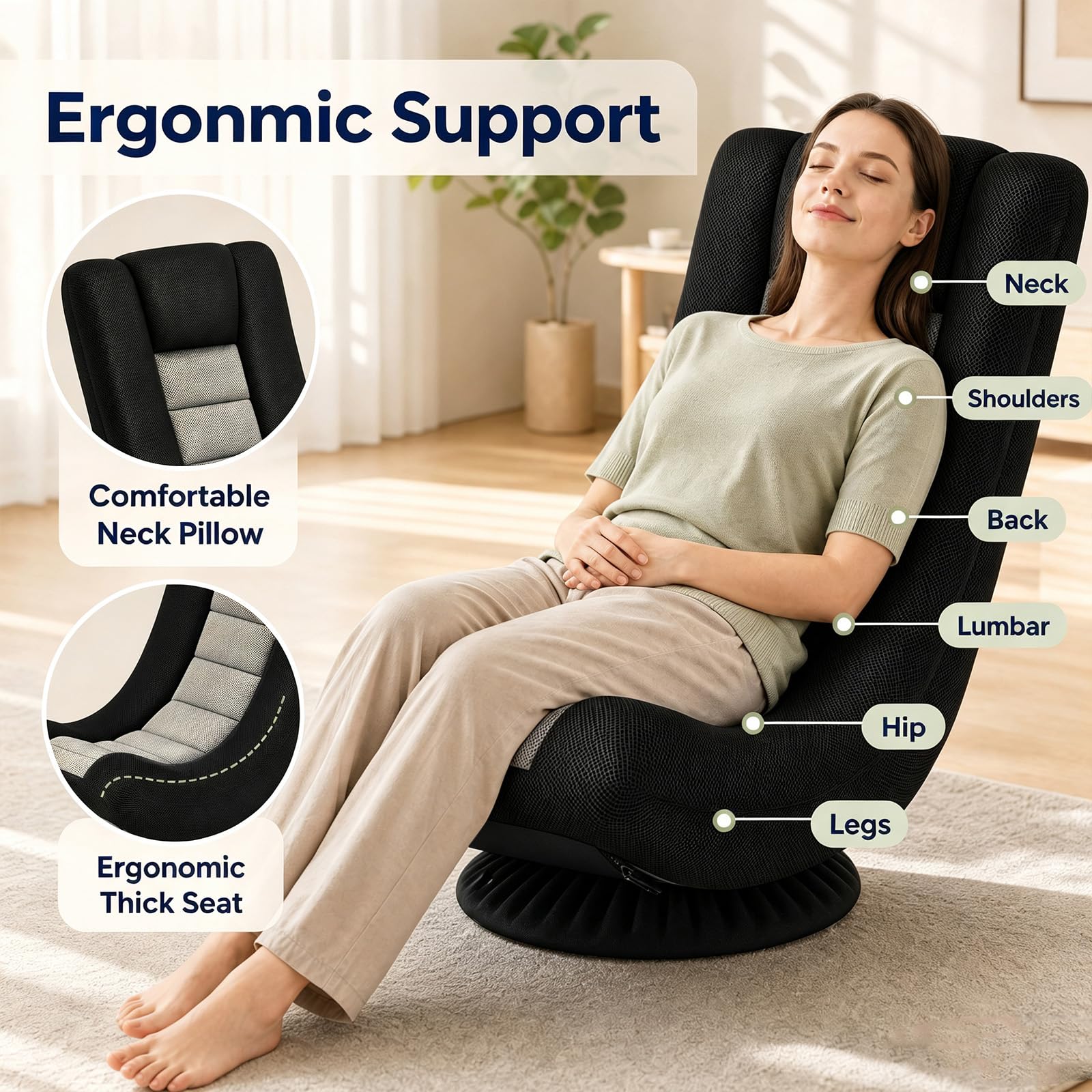 KOMFOTT 360° Swivel Floor Gaming Chair