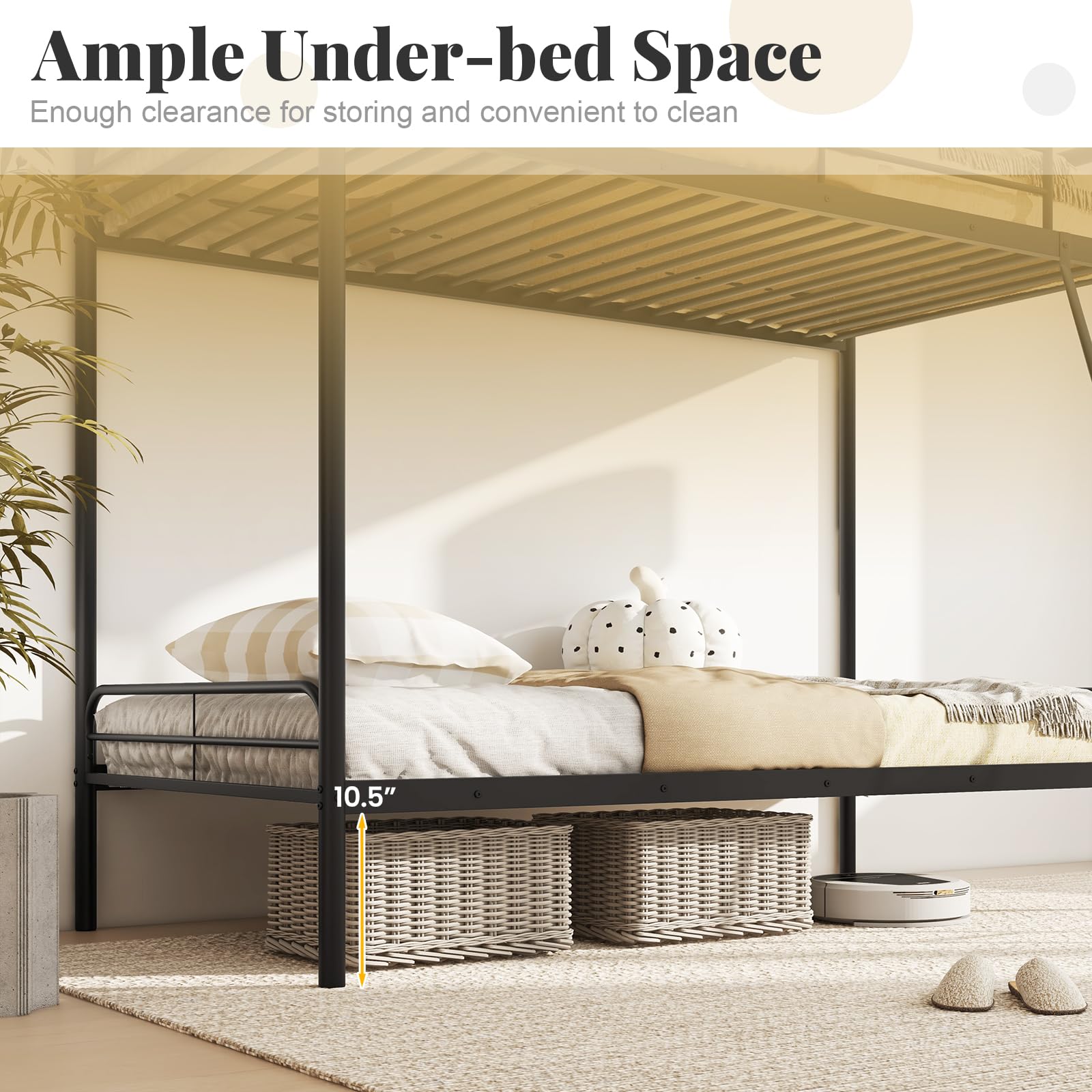 KOMFOTT Metal Twin Over Twin Bunk Bed