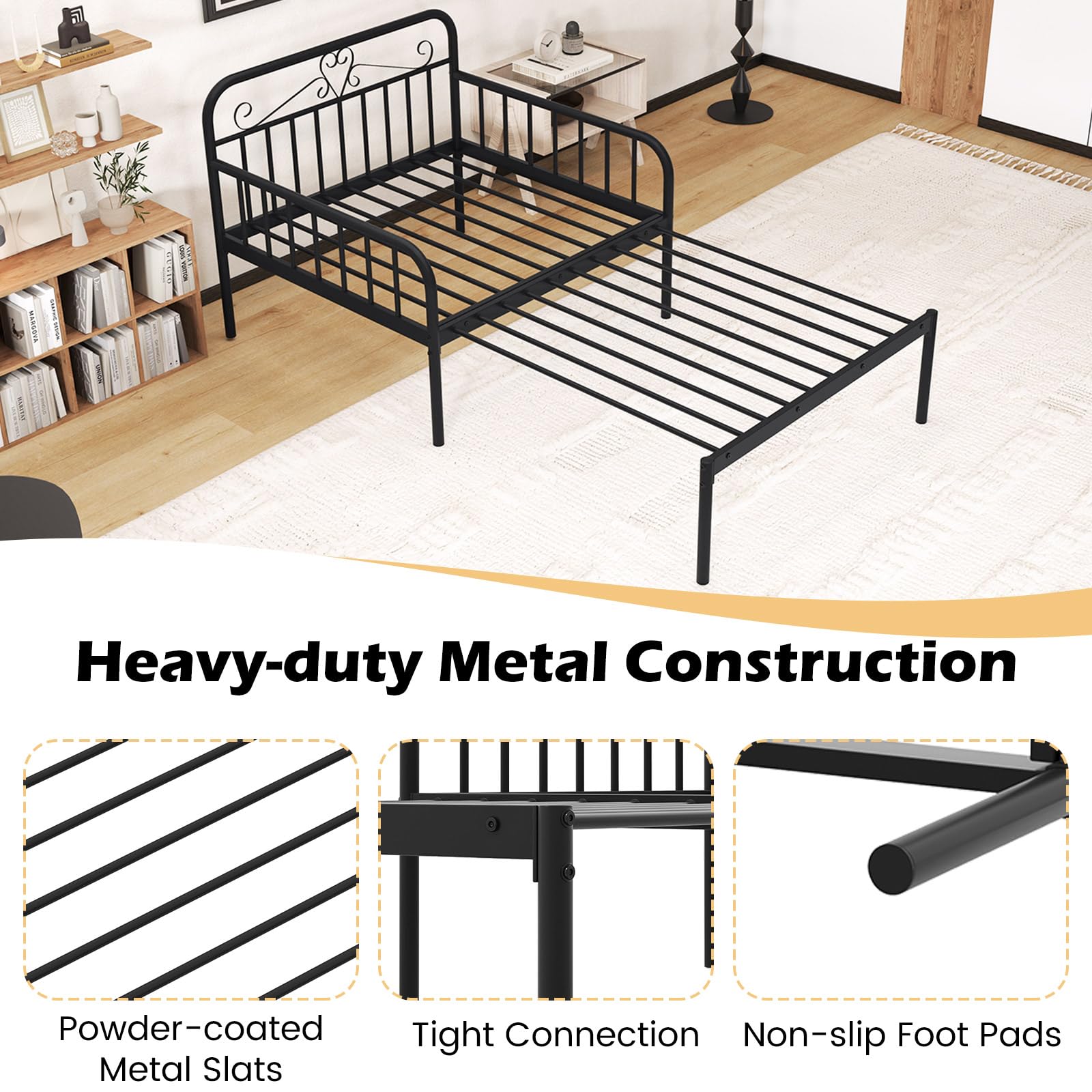 KOMFOTT Twin Size Metal Daybed Heavy Duty Slats Support Sofa Bed