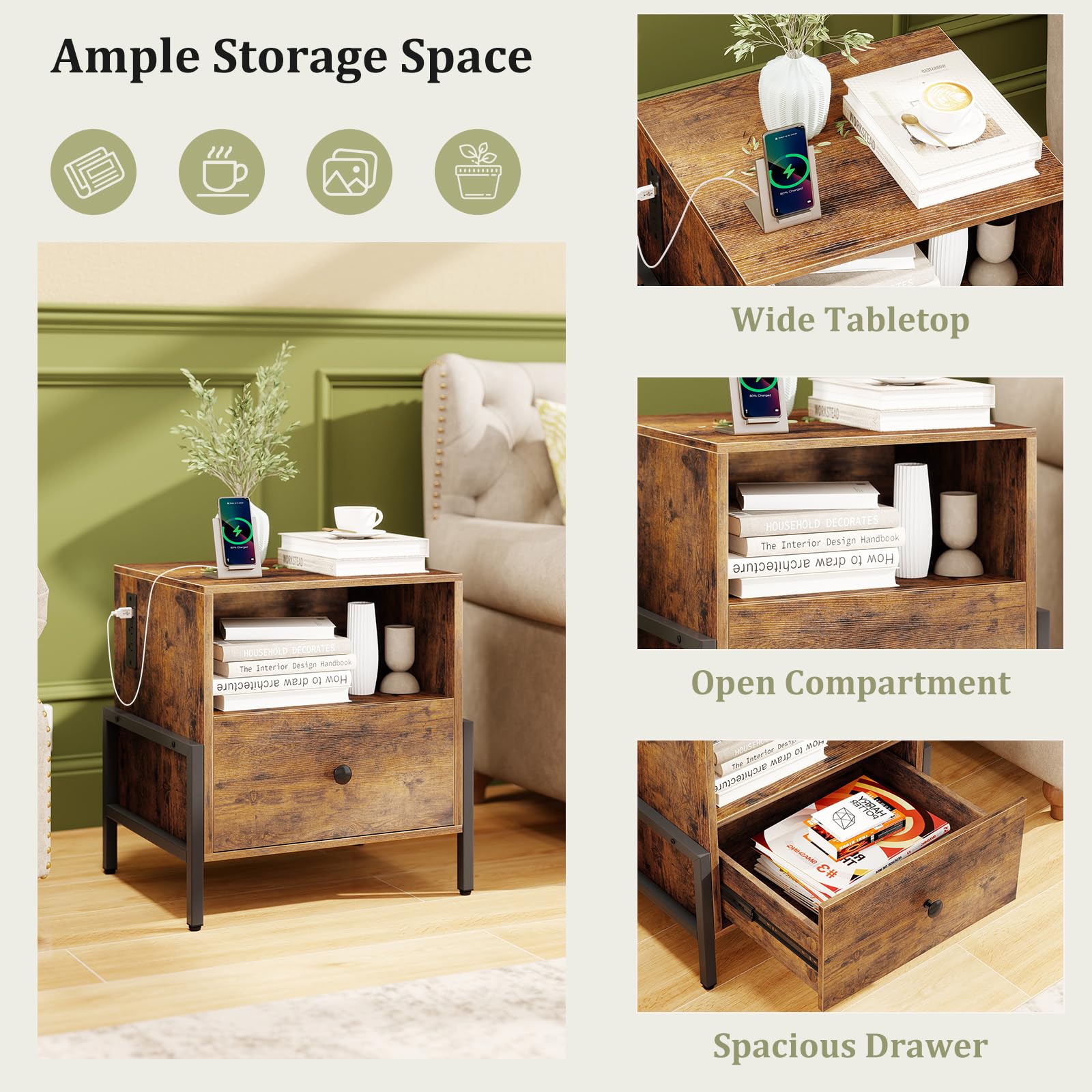 KOMFOTT Nightstand with Charging Station（1/2）