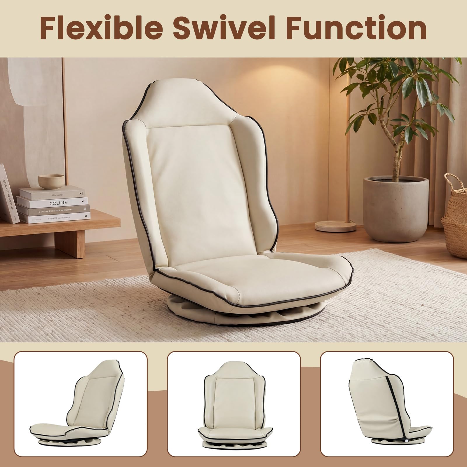 KOMFOTT 360° Swivel Floor Gaming Chair with Adjustable Backrest
